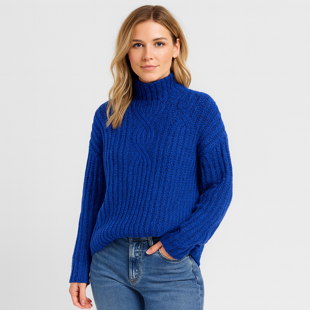 Women's Ribbed Texture Turtleneck Sweater – Warm, Soft & Trendy