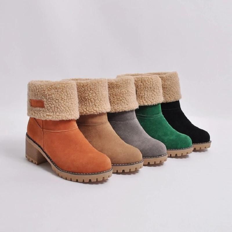 Warme Winterstiefel Damen – Gefütterte Stiefeletten mit Absatz und rutschfester Sohle