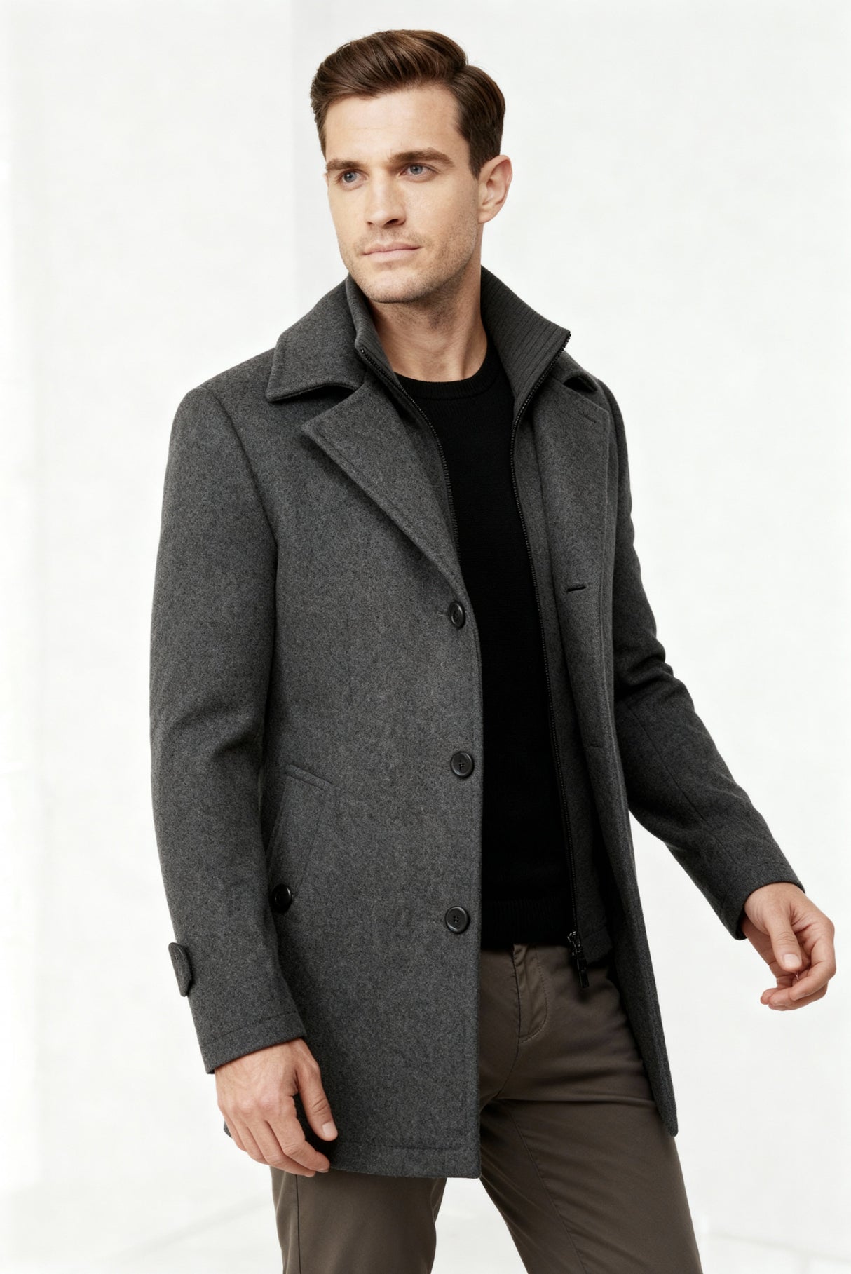 Gepolsterte Herren-Winterjacke – Warmer Mantel mit Stehkragen und Futter