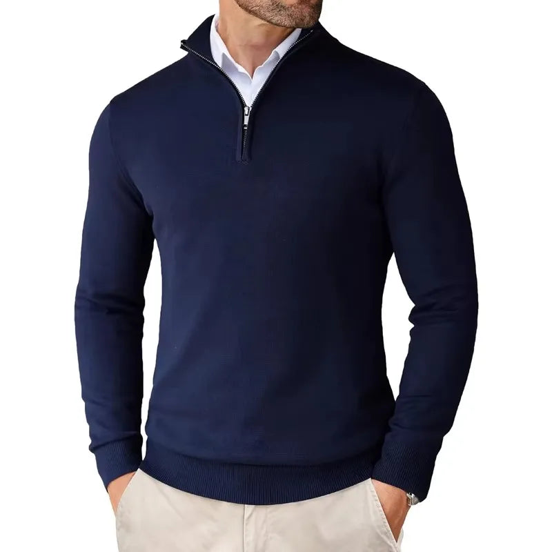 Herrenpullover mit halbem Reißverschluss – Klassischer Pullover mit modernem Schnitt