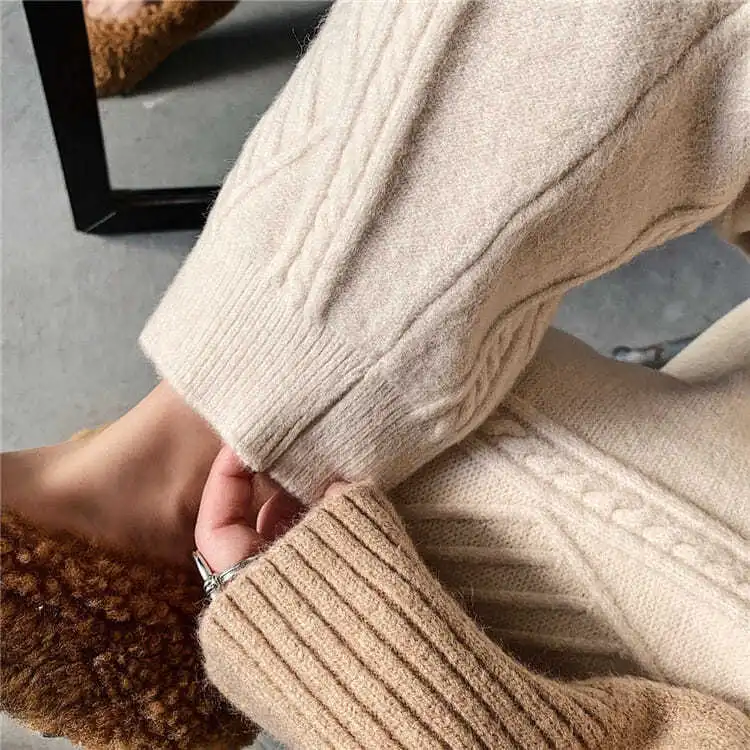 Damen-Freizeithose aus Strick – Bequeme weite Hose mit elastischem Bund