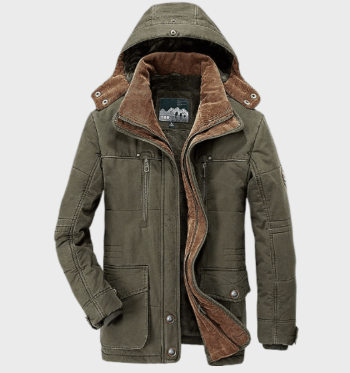 Men's Winter Coat – Warm Padded Outer Jacket with Removable Hood