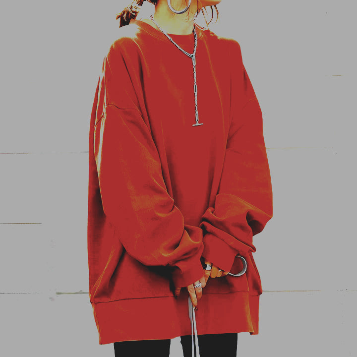 Oversize Damen Sweatshirt mit Rundhalsausschnitt und langen Ärmeln