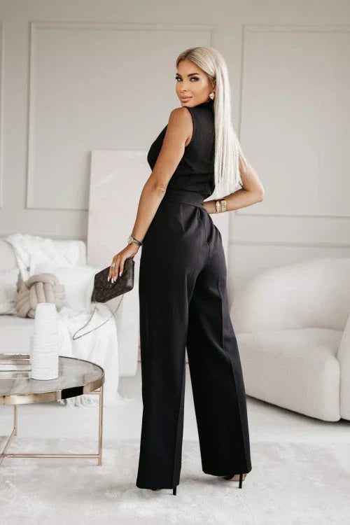 Damen-Overall mit V-Ausschnitt und Gürtel Eleganz