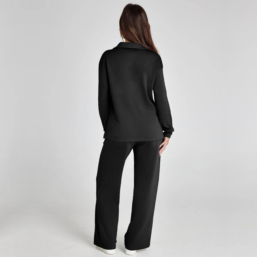 Damen-Loungewear-Set – Bequemes zweiteiliges Set mit V-Ausschnitt