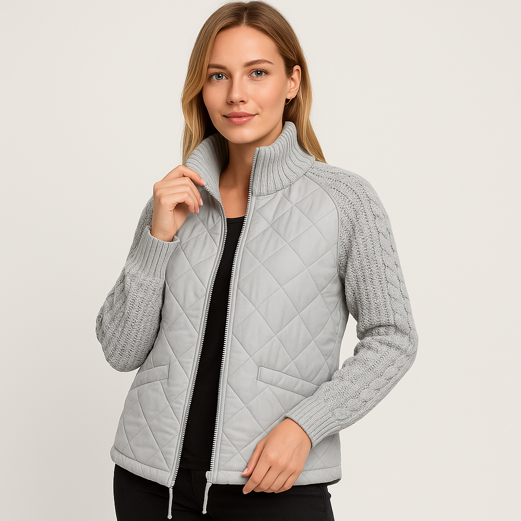 Steppjacke für Damen mit gestrickten Ärmeln – Warm und elegant
