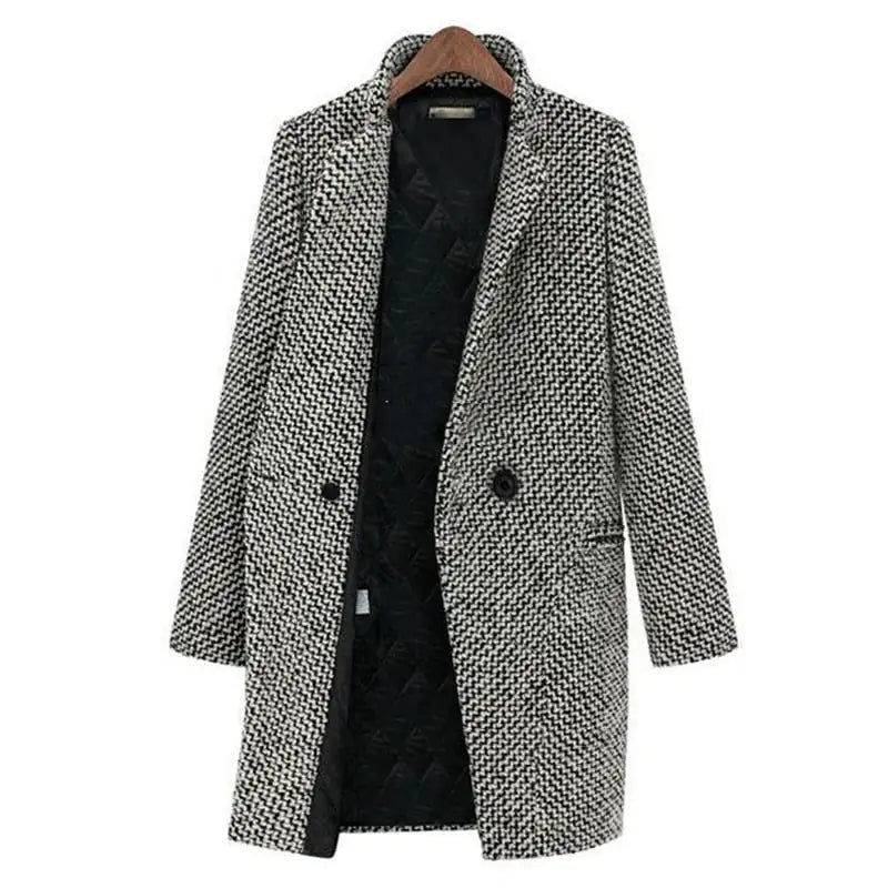 Damenmantel – Klassische Jacke mit Chevron-Muster und weichem Futter