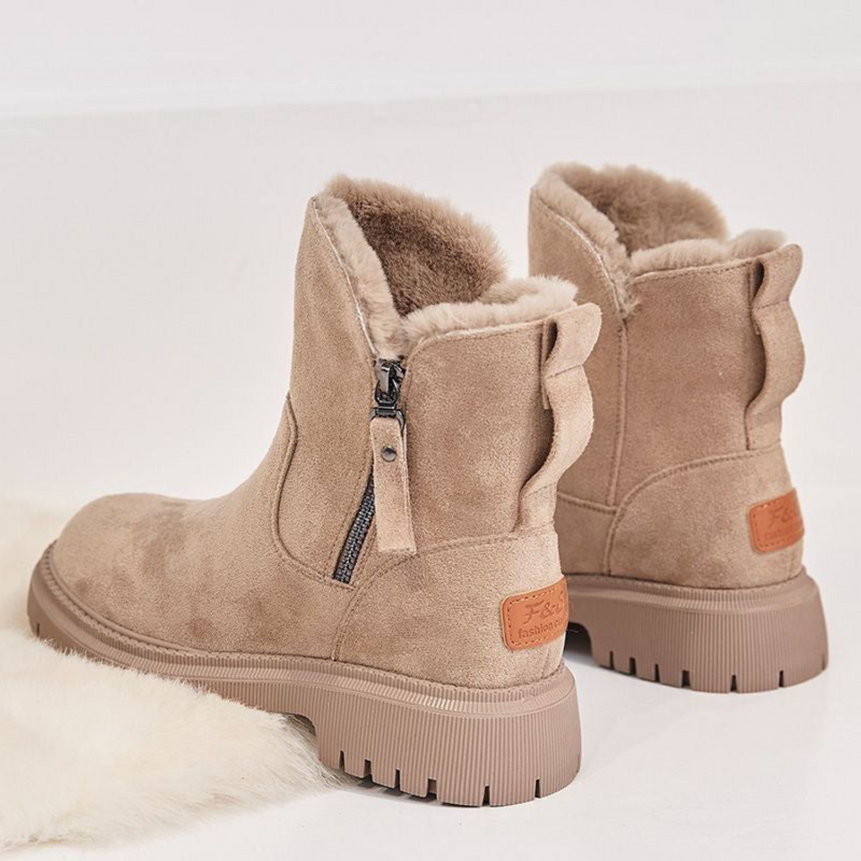 Winterstiefel Damen – Warme gefütterte Stiefel mit Reißverschluss