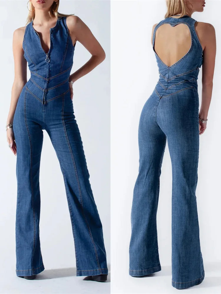 Jeans-Overall mit Herzförmigem Rückenausschnitt für Damen