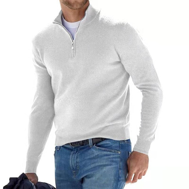 Men's Pullover with Zipped Collar Classic Style