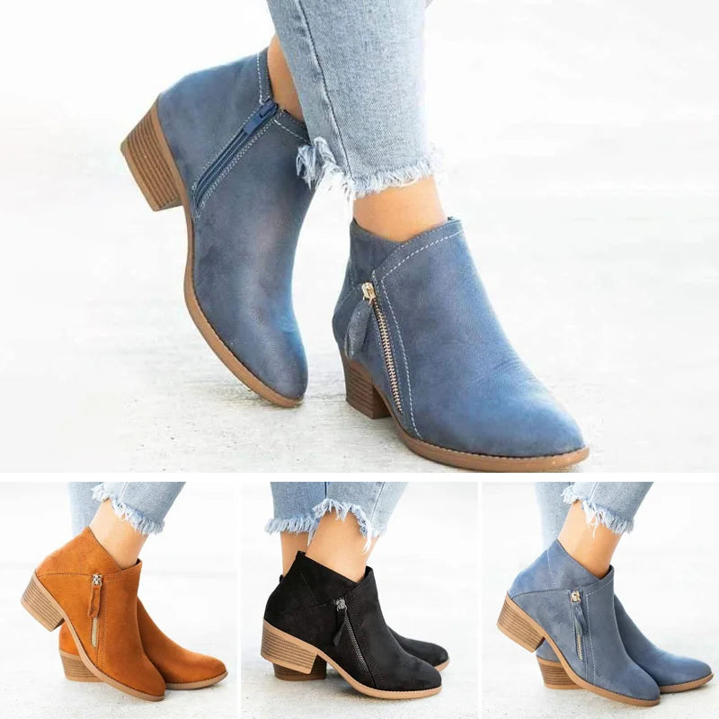 Bottines Femme à Talon Bas – Bottes Confortables et Élégantes