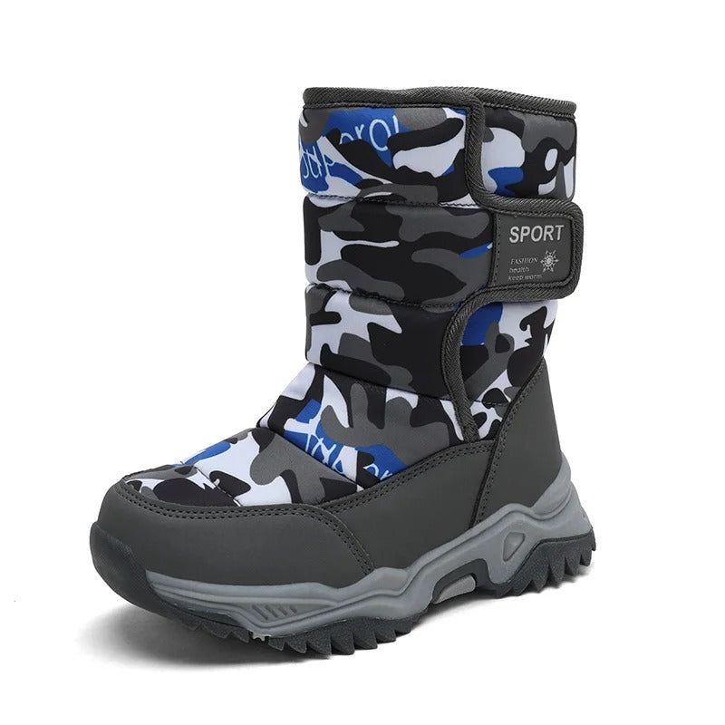 Winterstiefel für Kinder – Warme Schneestiefel mit Camouflage und rutschfester Sohle