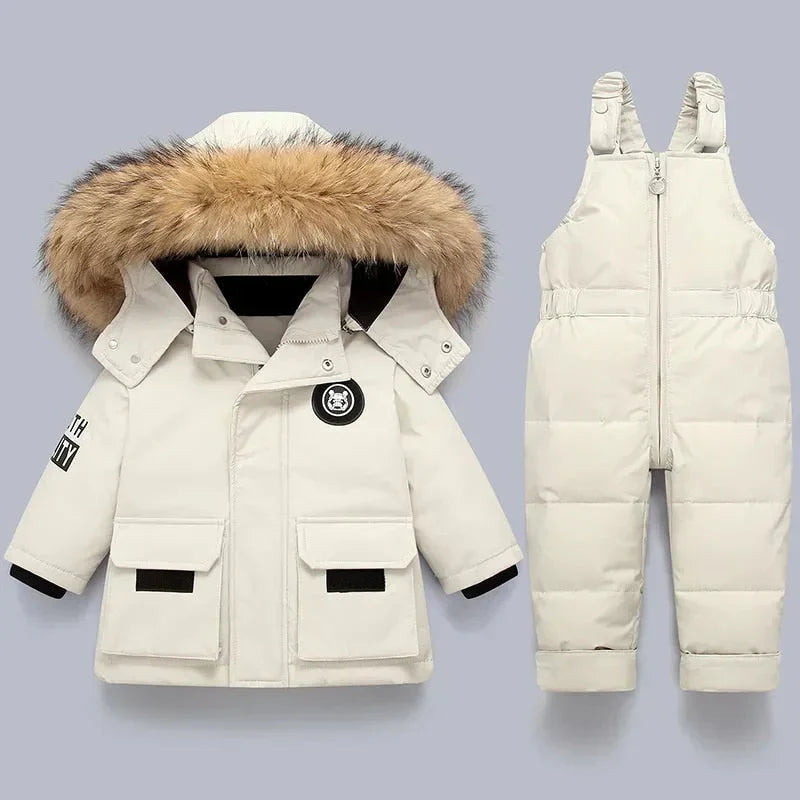 Kinder-Winterset – Warme Jacke mit Hose und Kapuze