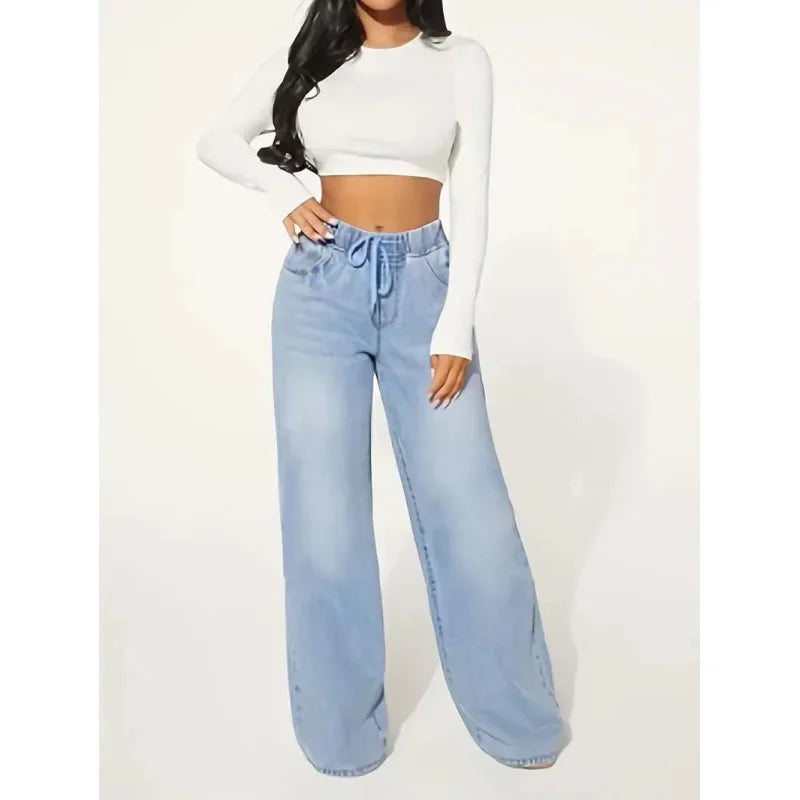 Damen Jeans – Gerade geschnittene trendige High-Waist Jeans