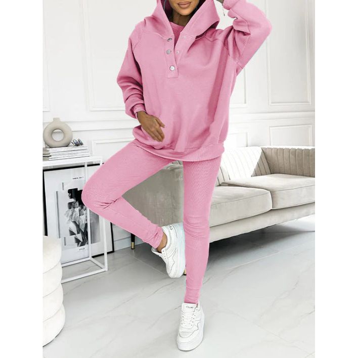 Damen-Trainingsanzug – Bequeme Kleidung mit Knopfpullover