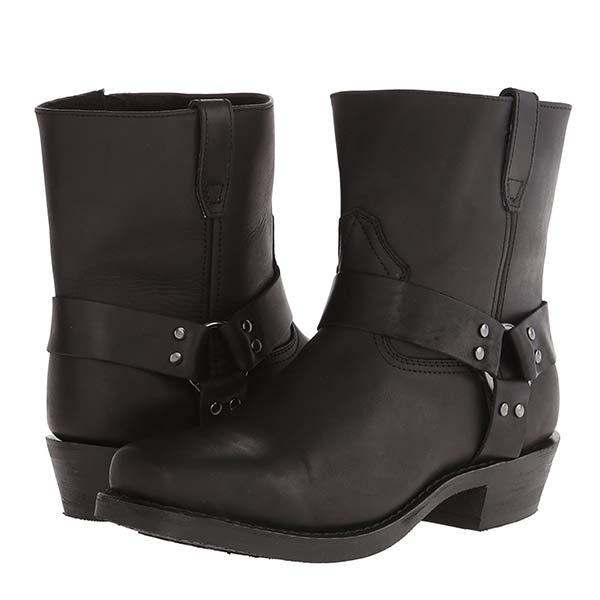 Bottes Western en Cuir avec Fermeture Éclair et Semelle Confort