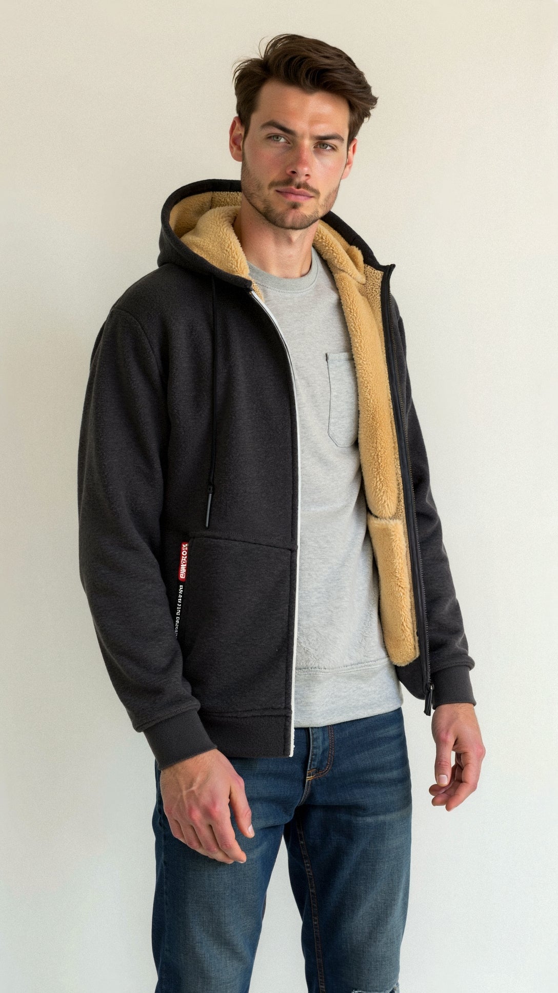 Veste à Capuche Homme Doublée pour Temps Froid