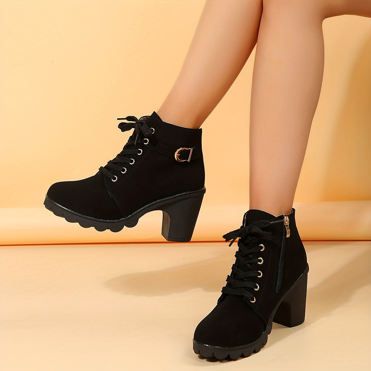 Schnürstiefel Damen – Trendige Stiefeletten mit Absatz und rutschfester Sohle