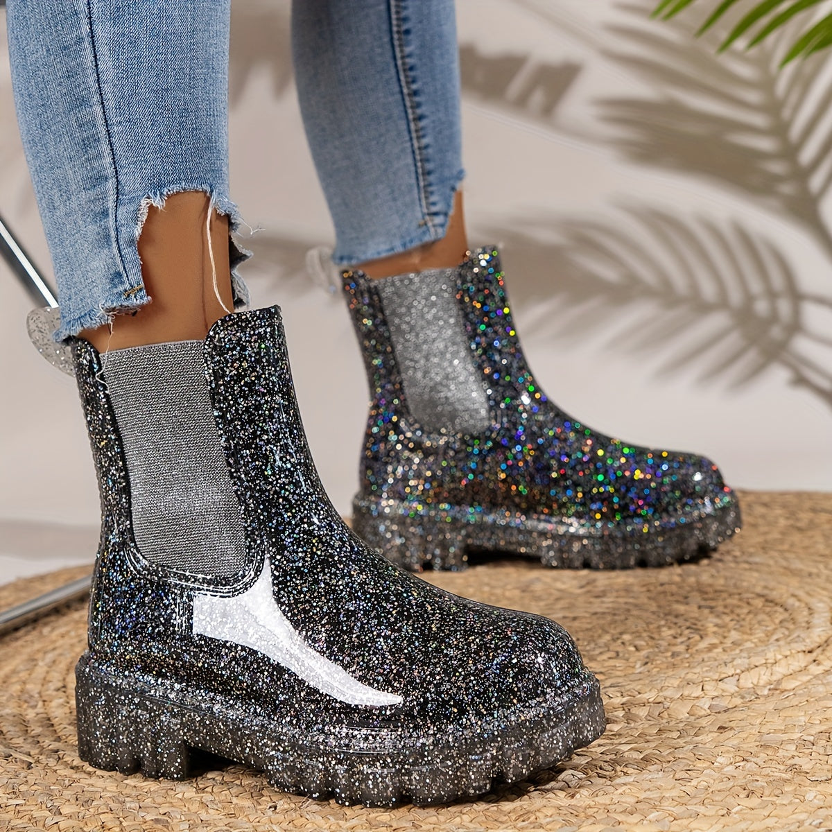 Chelsea Regenstiefel Damen – Wasserdichte Stiefeletten mit dicker Sohle
