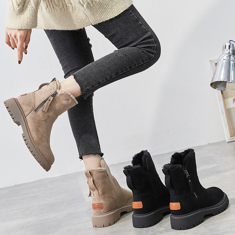 Warme Winterstiefel für Damen – Bequeme Stiefeletten mit Reißverschluss und rutschfester Sohle