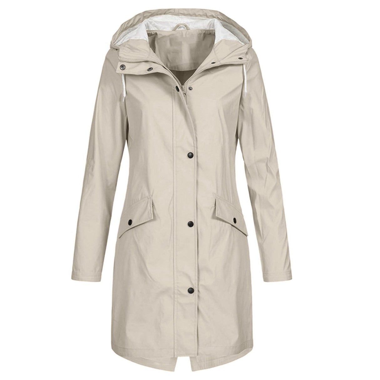 Damen Regenmantel mit Kapuze – Eleganter Wind- und Wasserabweisender Mantel