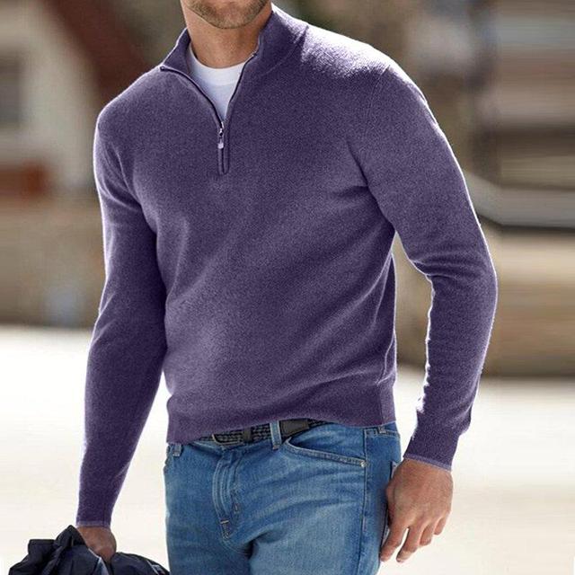 Men's Pullover with Zipped Collar Classic Style