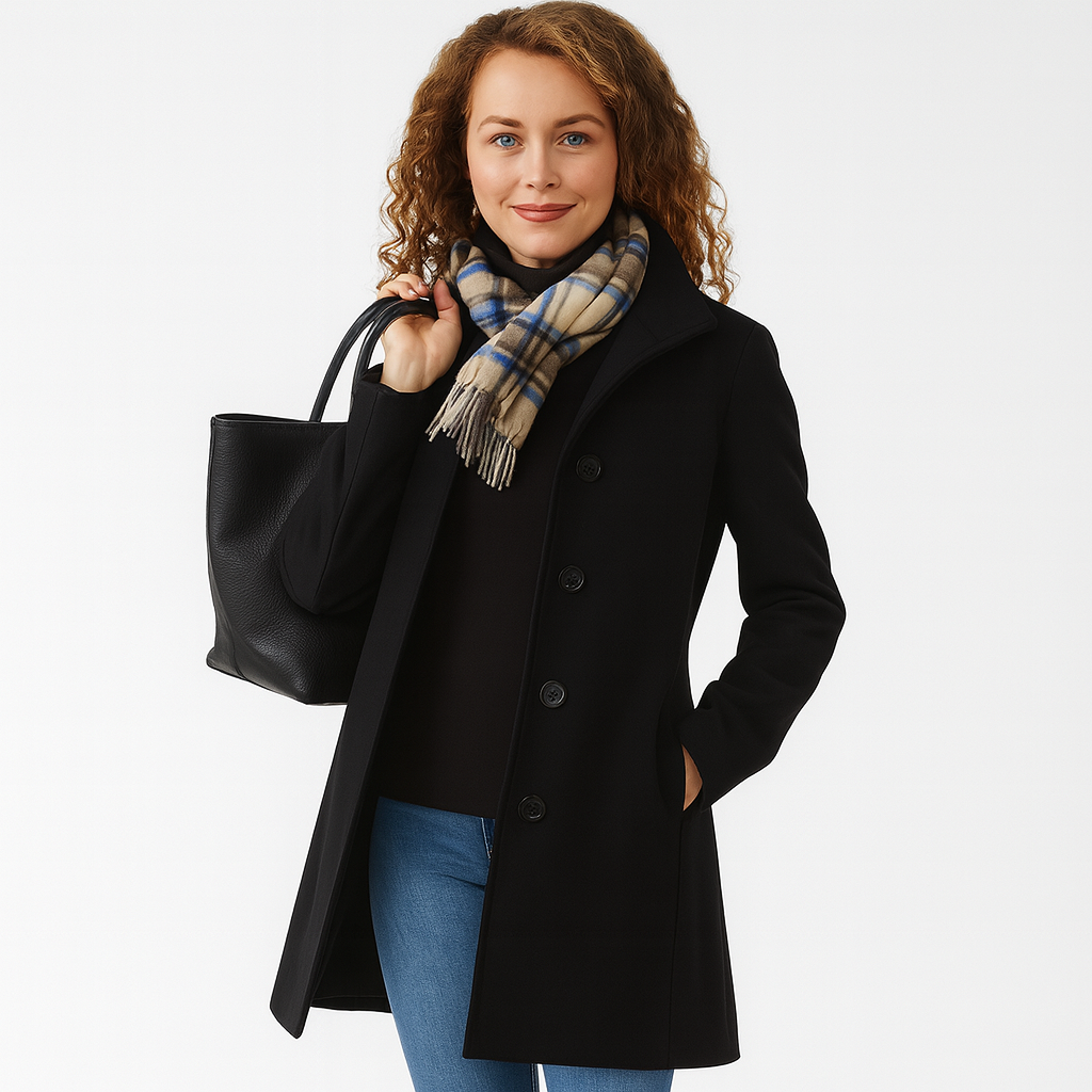 Damen langer Mantel – klassisch, elegant & bequem