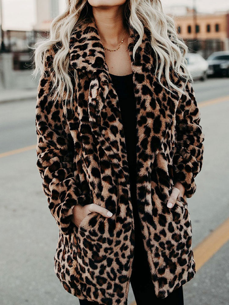 Women's Leopard Coat – Soft Jacket Faux Fur Style