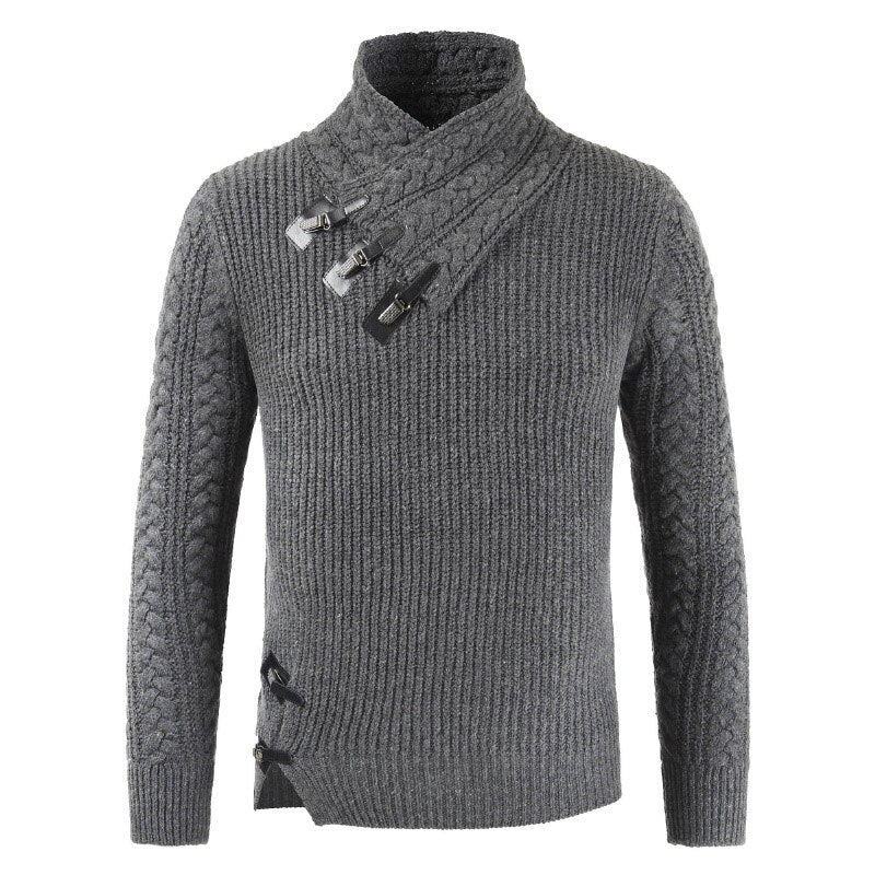 Pull homme à col montant avec fermeture unique – Coupe Regular