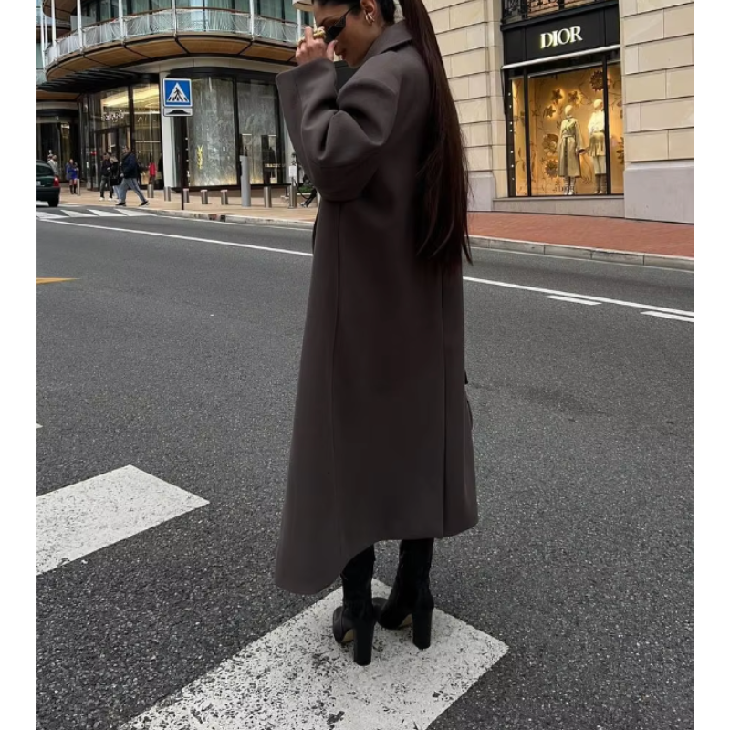 Elegant long coat for women – Stylish overcoat with classic cut