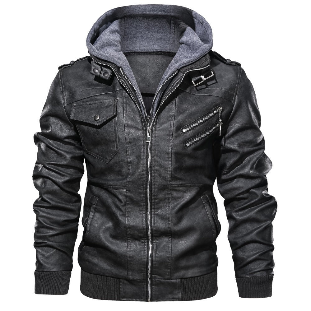 Herren Kapuzenjacke – Moderner Motorradstil mit Reißverschluss