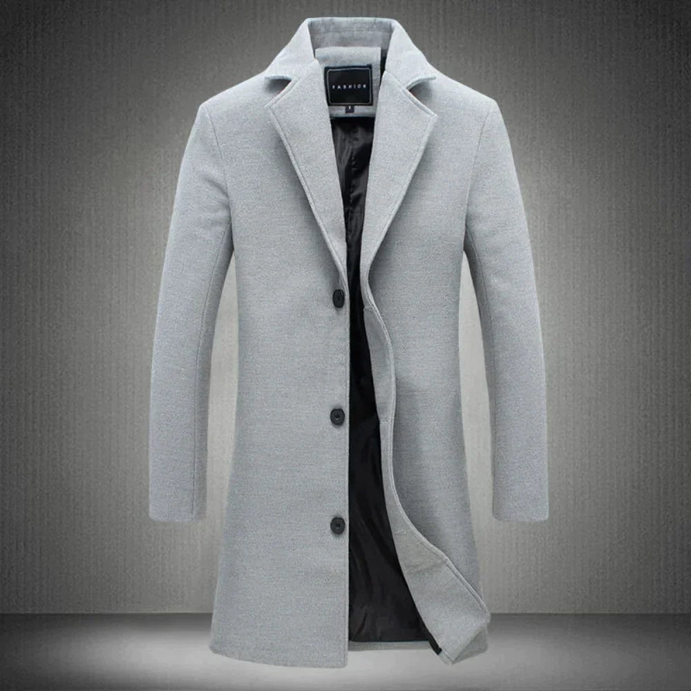 Herren langer Wintermantel wasserdicht – zeitloses Design mit Knöpfen