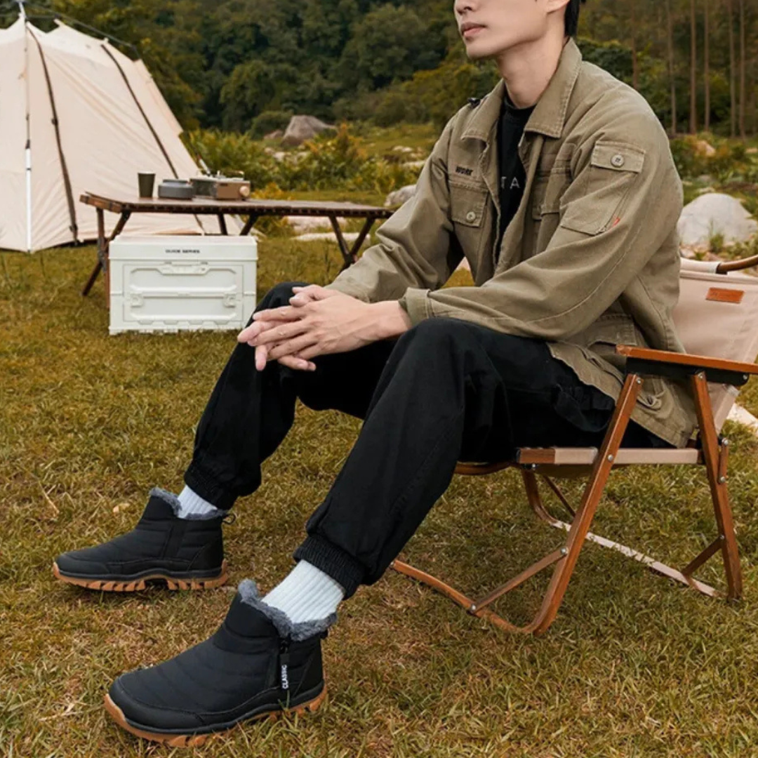 Bottes d’hiver homme extérieur – Bottines chaudes antidérapantes à fermeture éclair