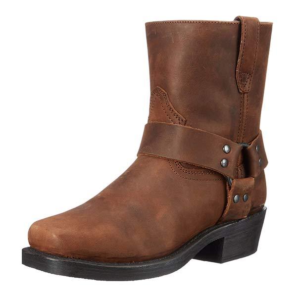 Bottes Western en Cuir avec Fermeture Éclair et Semelle Confort