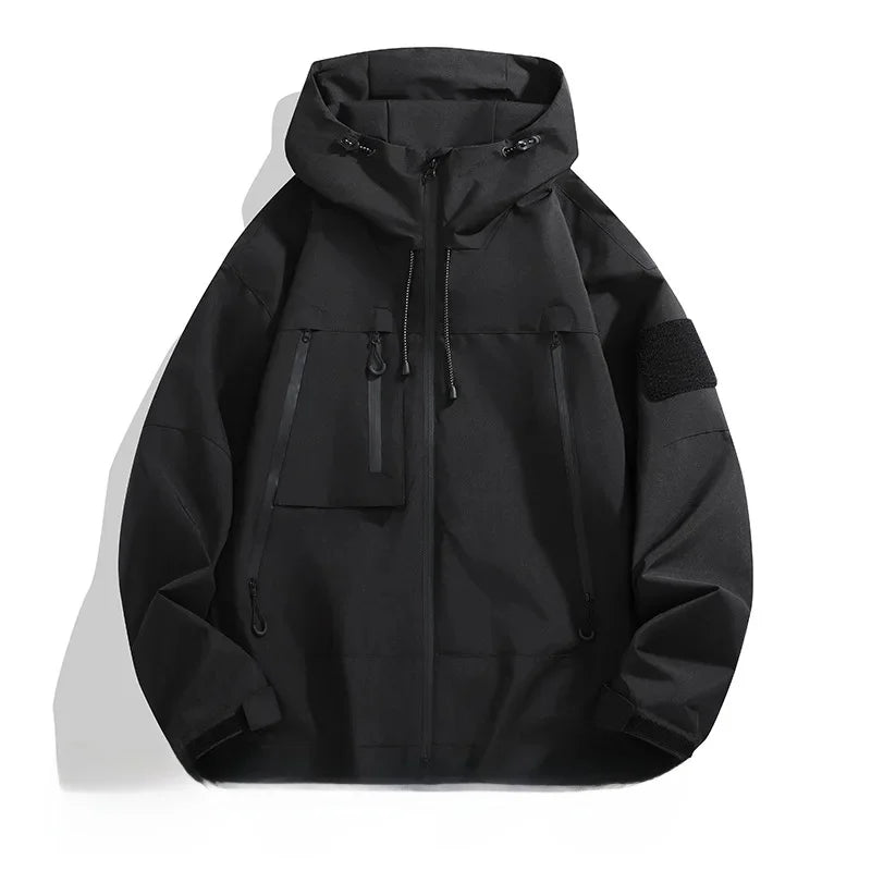 Softshell-Jacke Herren – Wasserdichte Außenjacke mit Kapuze und Reißverschlusstaschen
