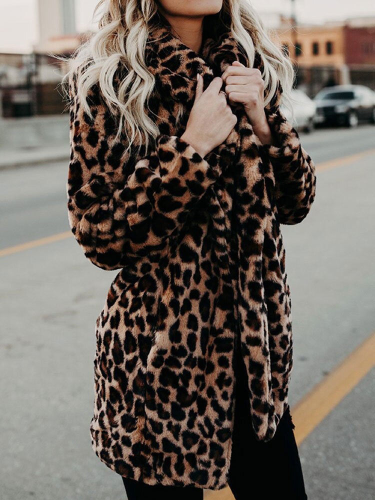 Women's Leopard Coat – Soft Jacket Faux Fur Style
