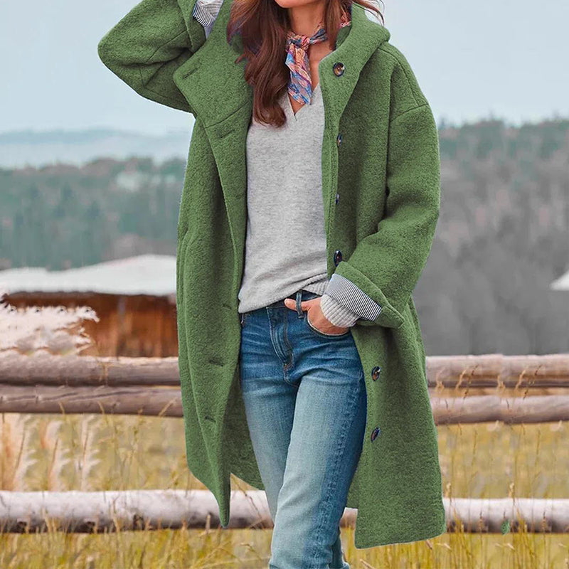 Langer Damenmantel mit Knöpfen – Eleganter warmer Herbstmantel
