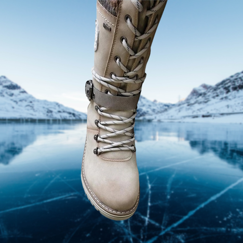 Winterstiefel Damen – Gefütterte hohe Stiefel mit Schnürung