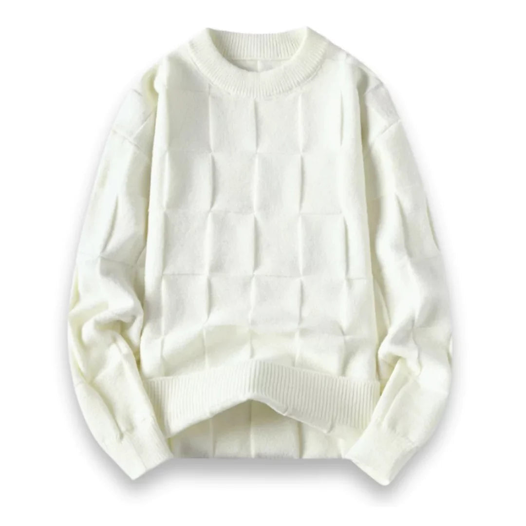 Pull homme à motif structuré – Pull moderne en maille à col rond