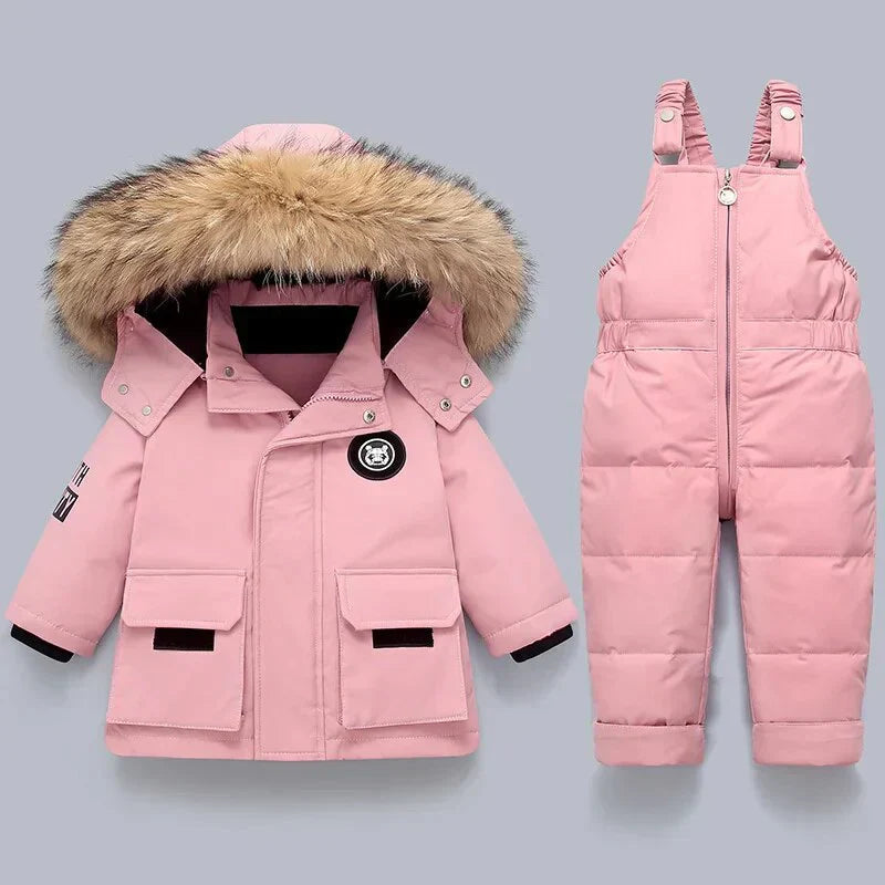 Kinder-Winterset – Warme Jacke mit Hose und Kapuze