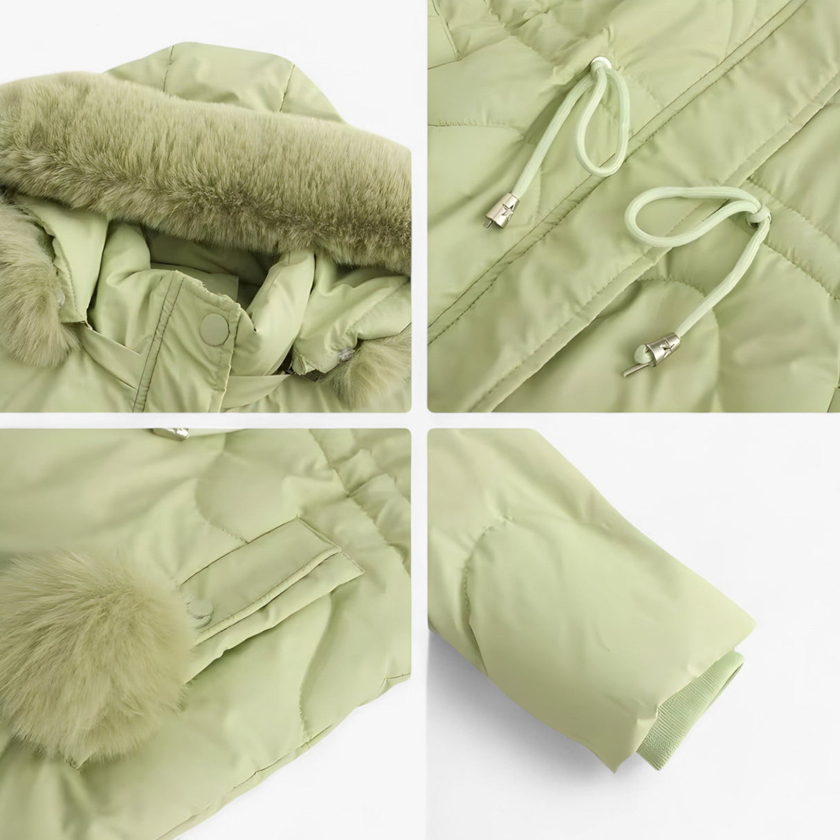 Damen Wintermantel – Elegante und warme Jacke mit Pelzkragen und Kapuze