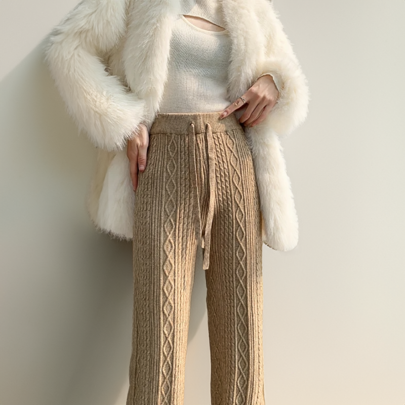 Damen-Freizeithose aus Strick – Bequeme weite Hose mit elastischem Bund