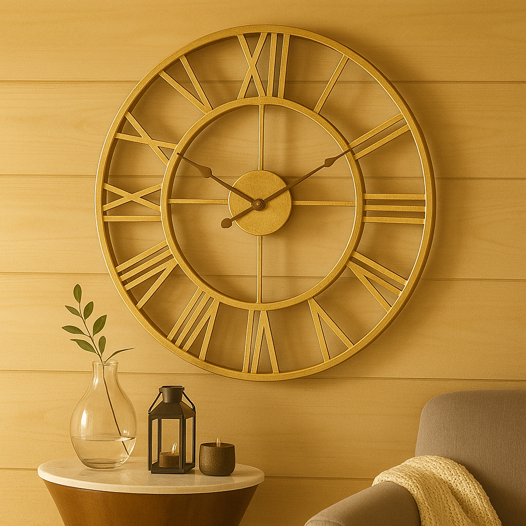 Industrielle Wanduhr mit römischen Zahlen – moderner Retro-Stil