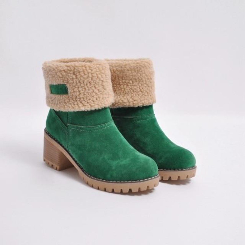 Warme Winterstiefel Damen – Gefütterte Stiefeletten mit Absatz und rutschfester Sohle