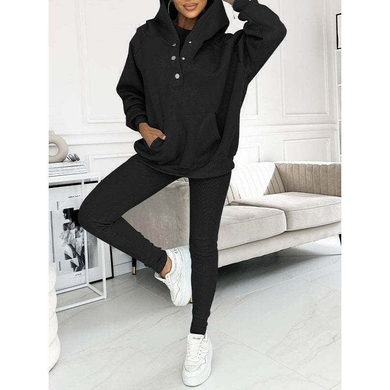 Damen-Trainingsanzug – Bequeme Kleidung mit Knopfpullover
