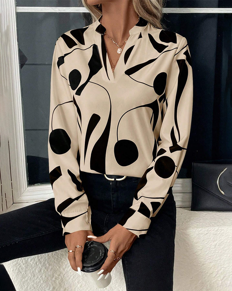 Elegante Bluse mit Stehkragen und Print