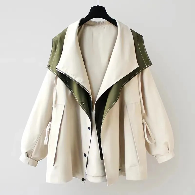 Damenmantel – Trendige zweifarbige Jacke für Frühling und Herbst
