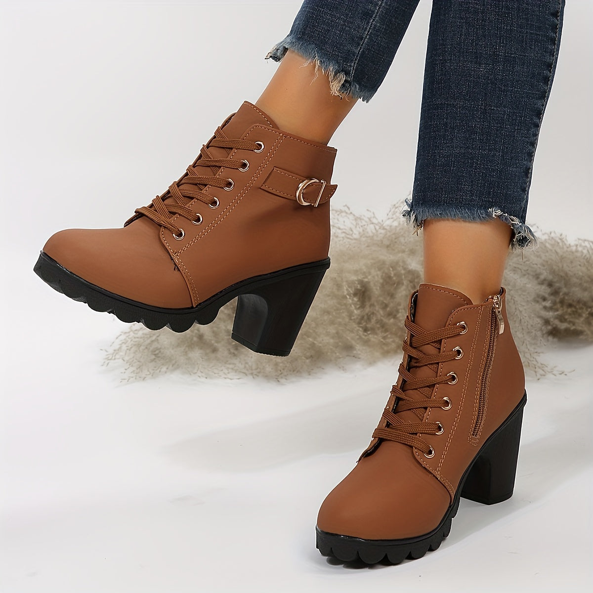 Schnürstiefel Damen – Trendige Stiefeletten mit Absatz und rutschfester Sohle