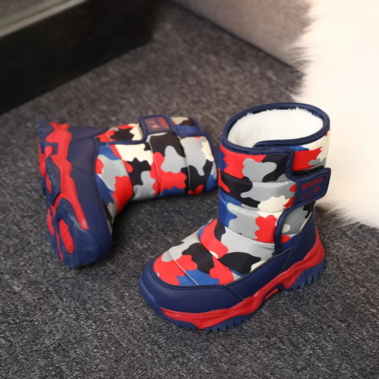Winterstiefel für Kinder – Warme Schneestiefel mit Camouflage und rutschfester Sohle