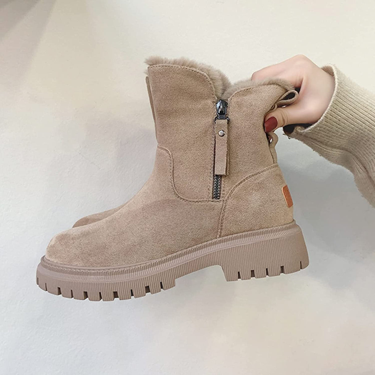 Winterstiefel Damen – Warme gefütterte Stiefel mit Reißverschluss